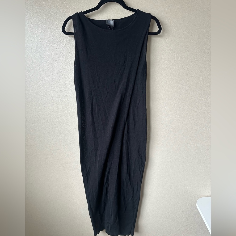 Lilith Black Cotton Tank Tunic Maxi Cover Up Top XS
